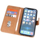 Bookstyle Wallet Cases Cover pour iPhone 12-12 Pro Marron