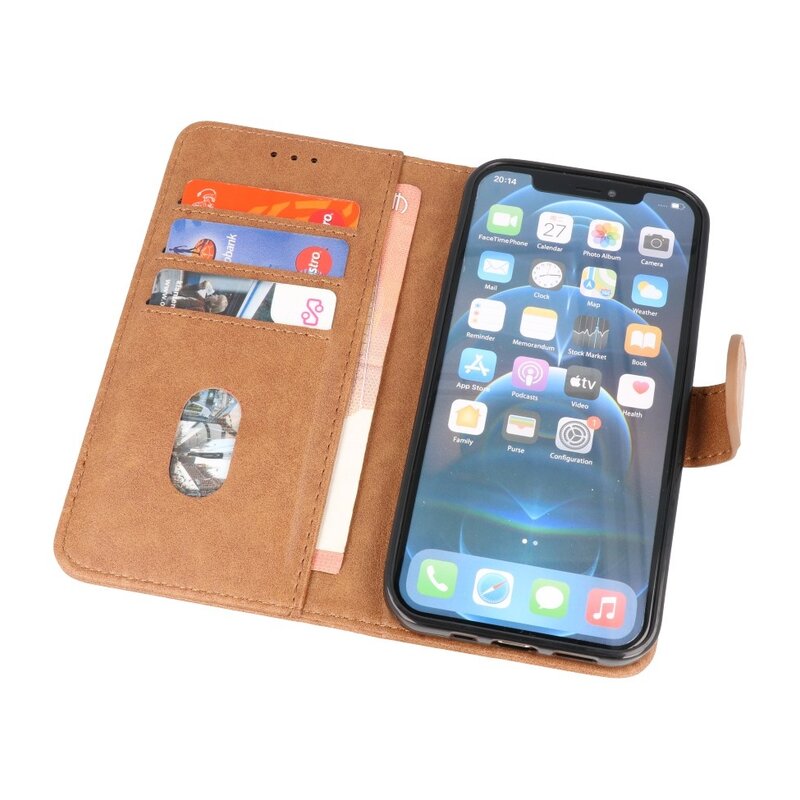 Funda Bookstyle Wallet Cases para iPhone 12-12 Pro Marrón