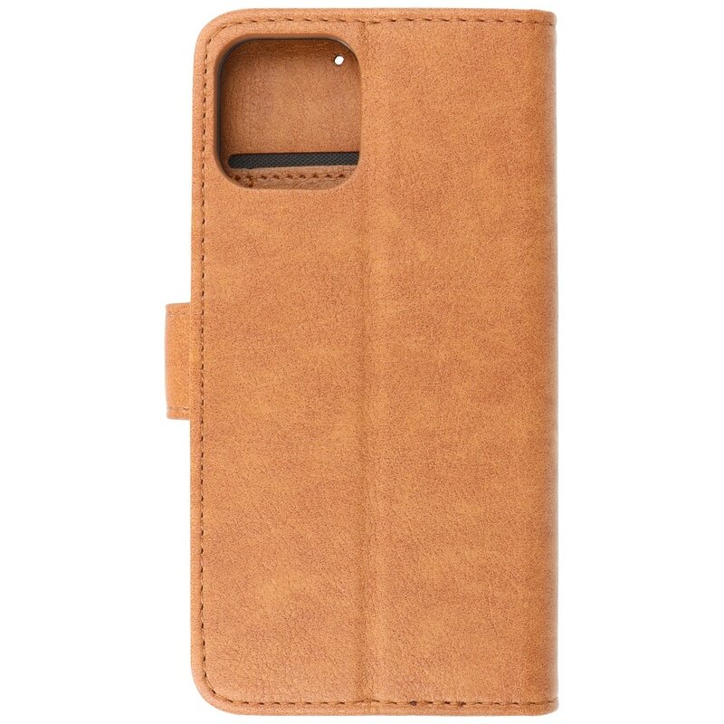 Bookstyle Wallet Cases Hoes voor iPhone 12 - 12 Pro Bruin
