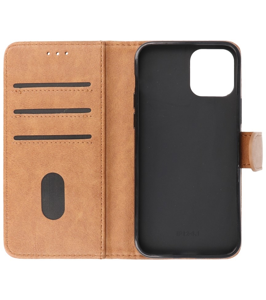 Bookstyle Wallet Cases Cover for iPhone 12 - 12 Pro Brown