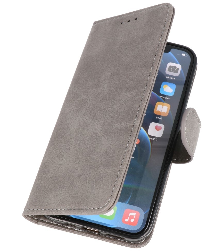 Bookstyle Wallet Cases Cover for iPhone 12 - 12 Pro Gray