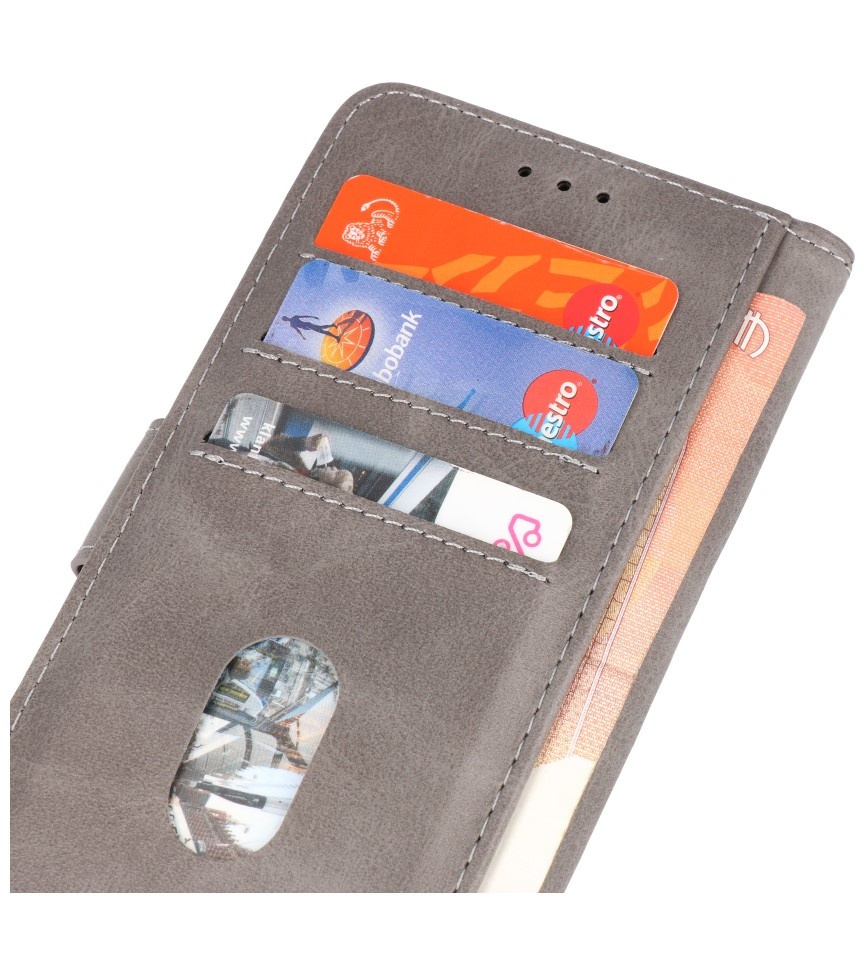 Bookstyle Wallet Cases Cover pour iPhone 12-12 Pro Gris