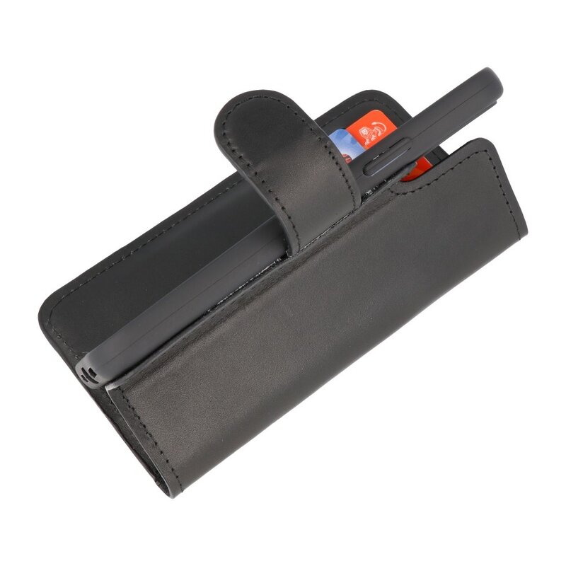 MF håndlavet læder bogstil taske iPhone 12 Pro Max sort