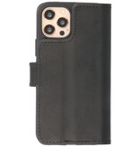 Custodia a libro in pelle fatta a mano MF per iPhone 12 Pro Max nera