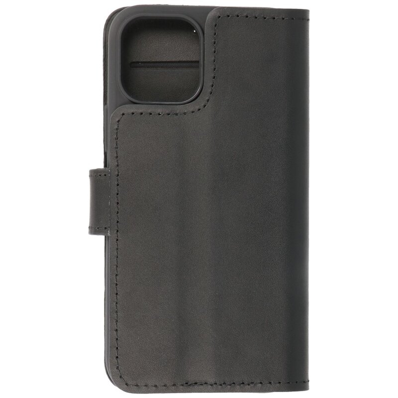 Custodia a libro in pelle fatta a mano MF per iPhone 12 Pro Max nera