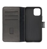 Funda Bookstyle de cuero hecha a mano MF para iPhone 12 Pro Max Negro