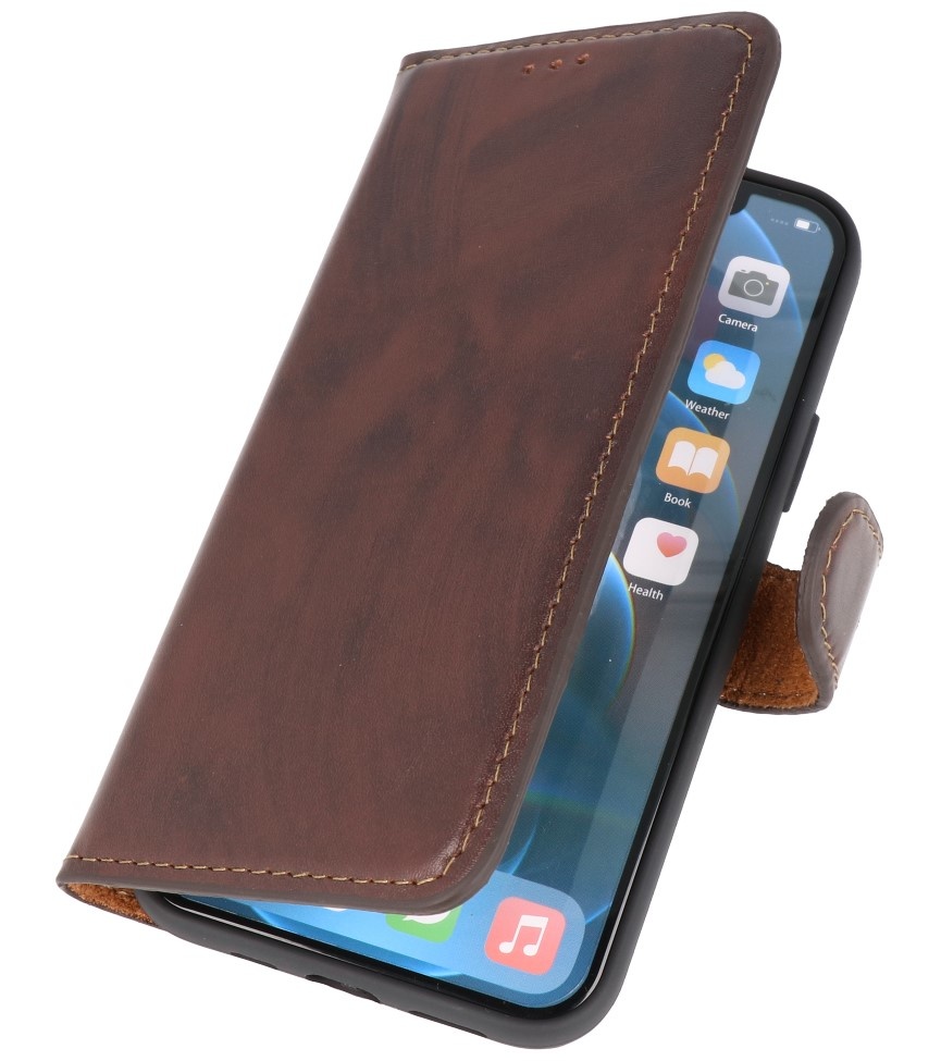 MF Kratzfreie handgefertigte Ledertasche iPhone 12 Pro Max Mocca