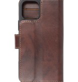 Funda de cuero hecha a mano sin rayones MF para iPhone 12 Pro Max Mocca