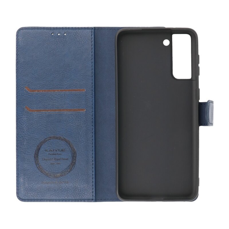 Estuche de lujo tipo billetera para Samsung Galaxy S21 Navy