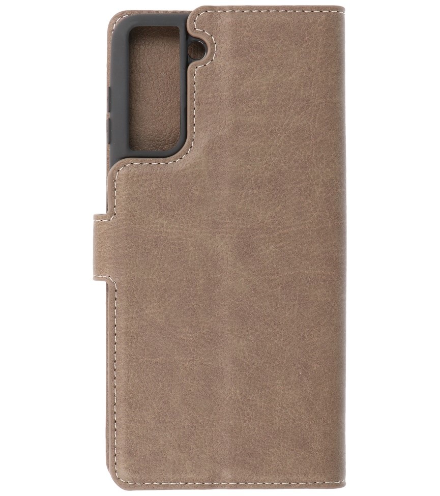 Etui Portefeuille de Luxe pour Samsung Galaxy S21 Gris