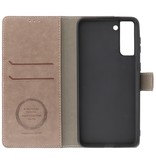 Etui Portefeuille de Luxe pour Samsung Galaxy S21 Gris