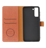 Luxury Wallet Case for Samsung Galaxy S21 Plus Brown