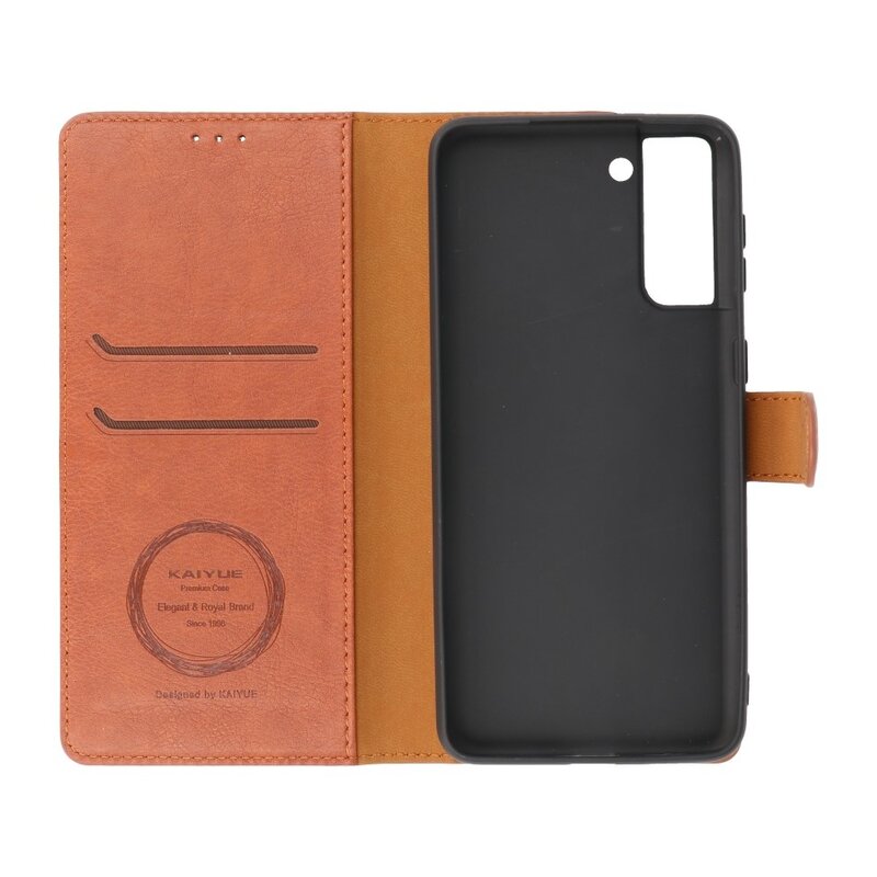 Luxury Wallet Case for Samsung Galaxy S21 Plus Brown