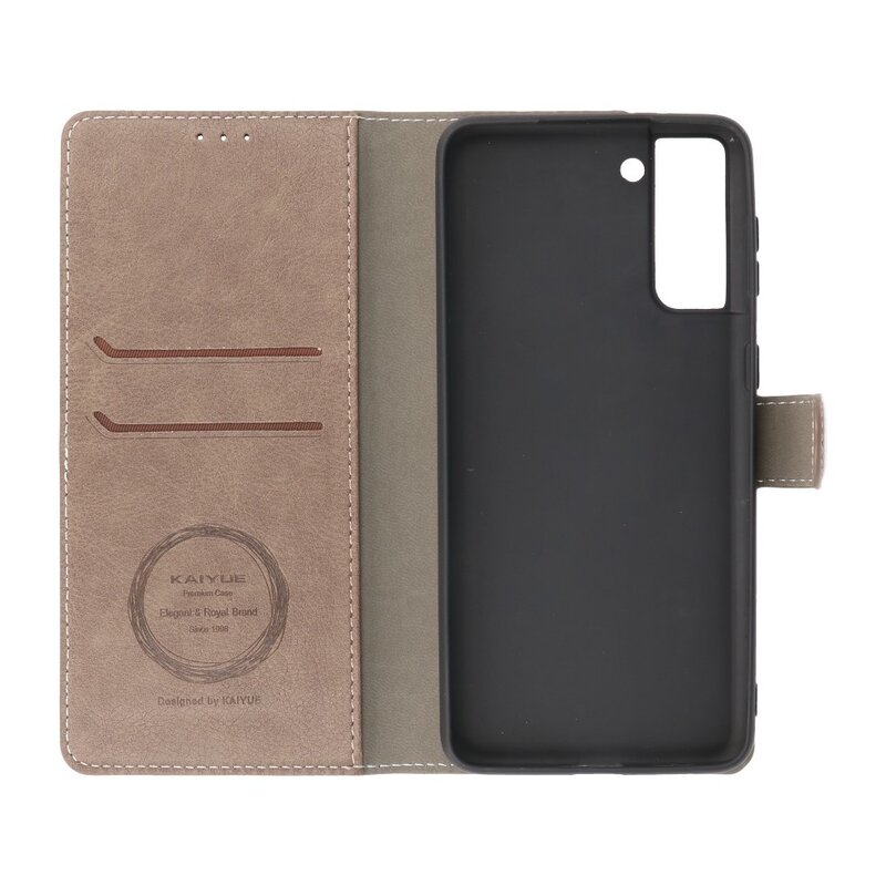 Luxury Wallet Case for Samsung Galaxy S21 Plus Gray