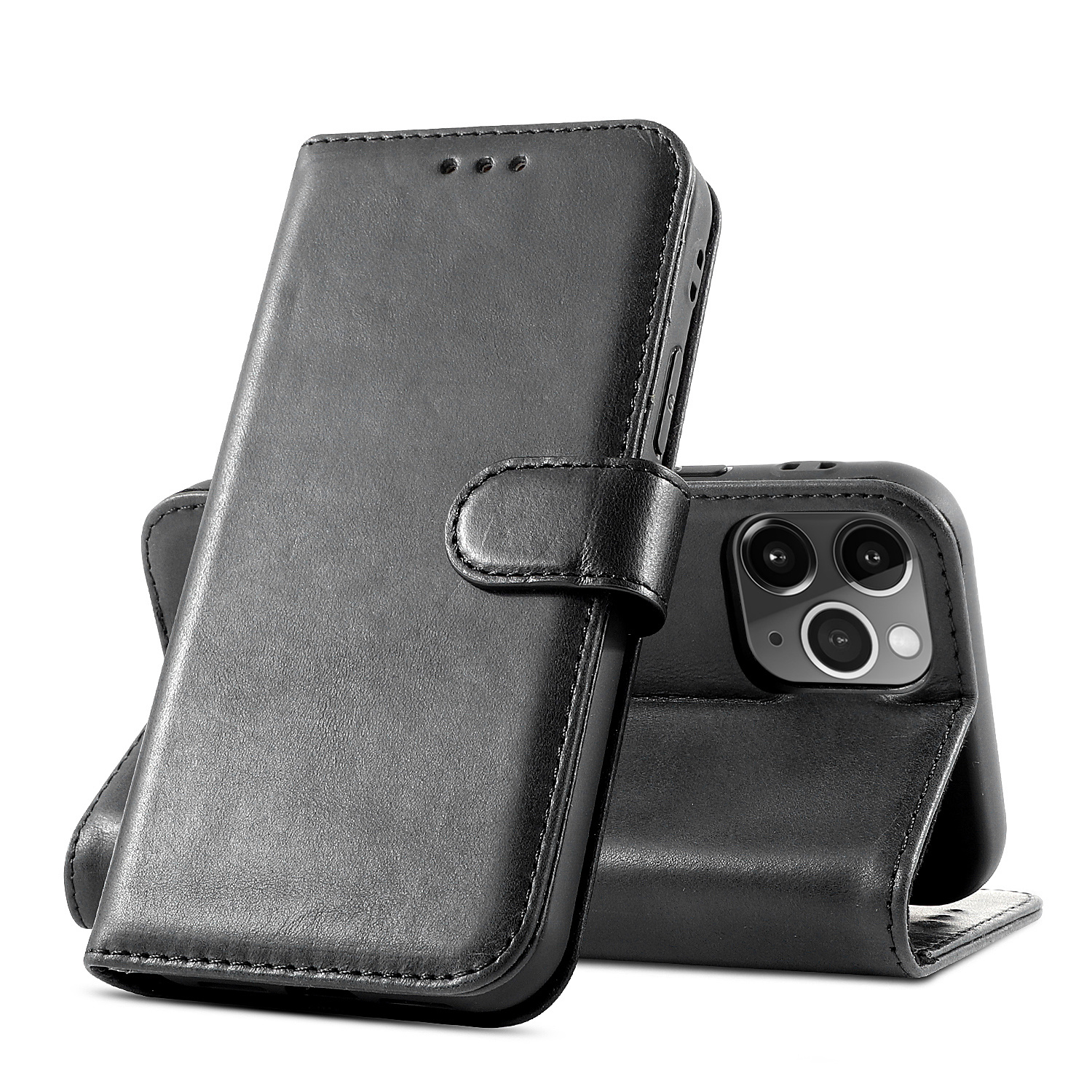 Classic Design Genuine Leather Case for iPhone 12 Pro Max Black