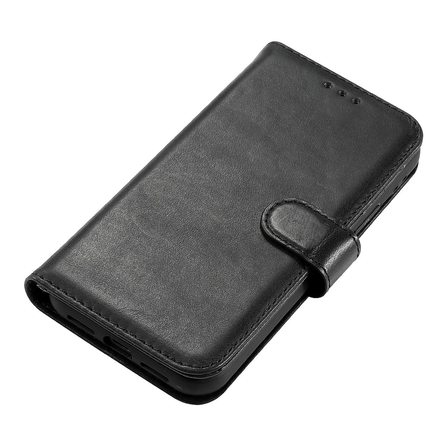 Klassisches Design Echtledertasche für iPhone 12 Pro Max Black