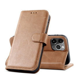 Étui en cuir véritable au design classique pour iPhone 12 Pro Max Cognac