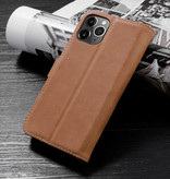 Funda de Cuero Genuino de Diseño Clásico para iPhone 12 Pro Max Cognac