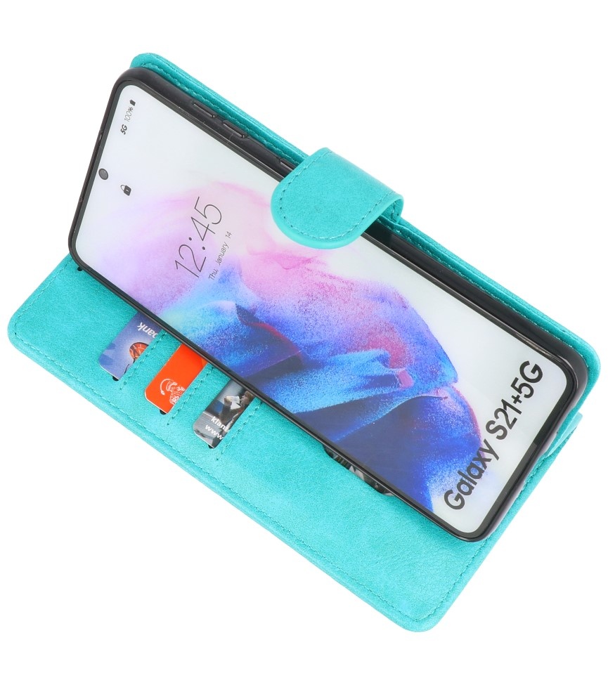 Bookstyle Wallet Cases Hoesje voor Samsung Galaxy S21 Plus Groen