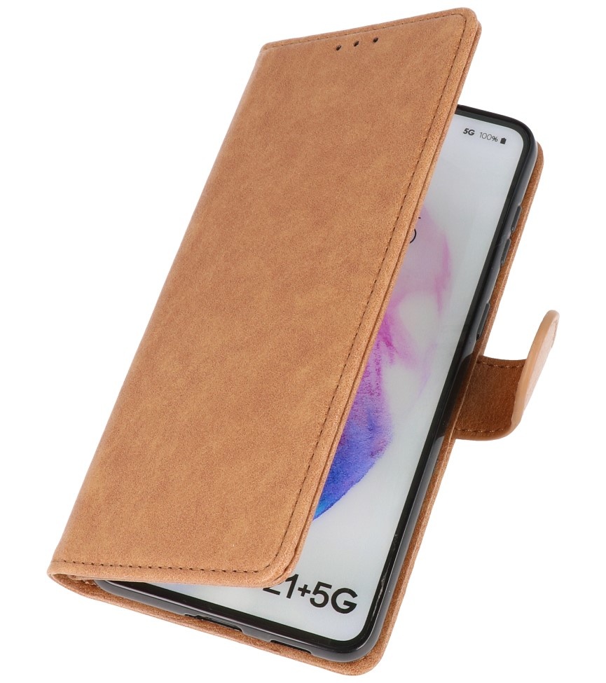 Bookstyle Wallet Cases Hoesje voor Samsung S21 Plus Bruin