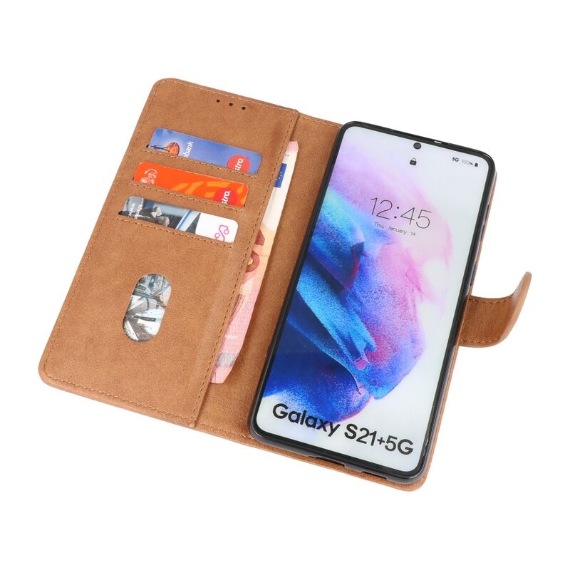Bookstyle Wallet Cases Hoesje voor Samsung Galaxy S21 Plus Bruin