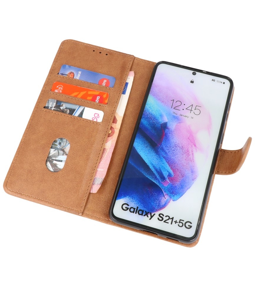 Bookstyle Wallet Cases Hoesje voor Samsung S21 Plus Bruin