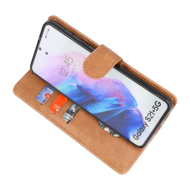 Bookstyle Wallet Cases Hoesje voor Samsung S21 Plus Bruin