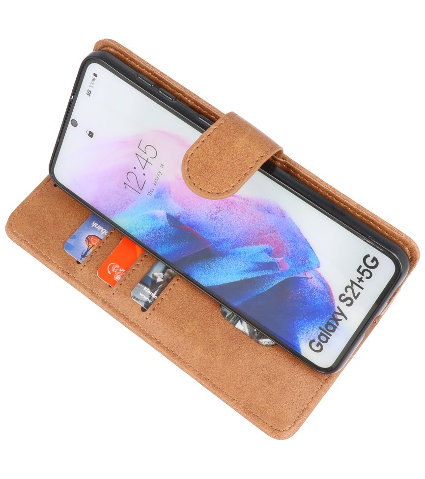 Bookstyle Wallet Cases Hoesje voor Samsung S21 Plus Bruin