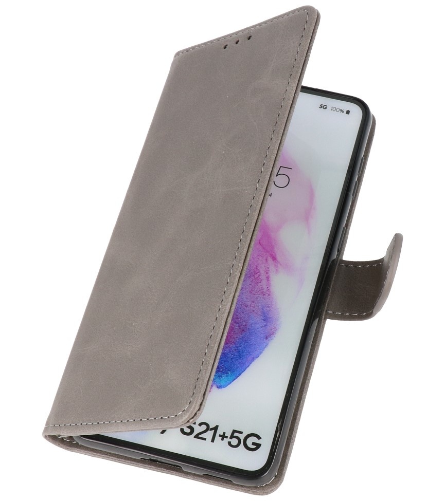 Bookstyle Wallet Cases Hoesje voor Samsung Galaxy S21 Plus Grijs