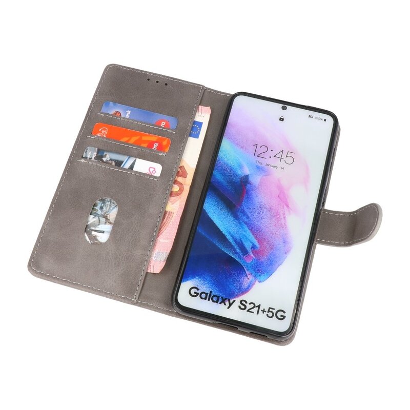 Bookstyle Wallet Cases Hoesje voor Samsung Galaxy S21 Plus Grijs