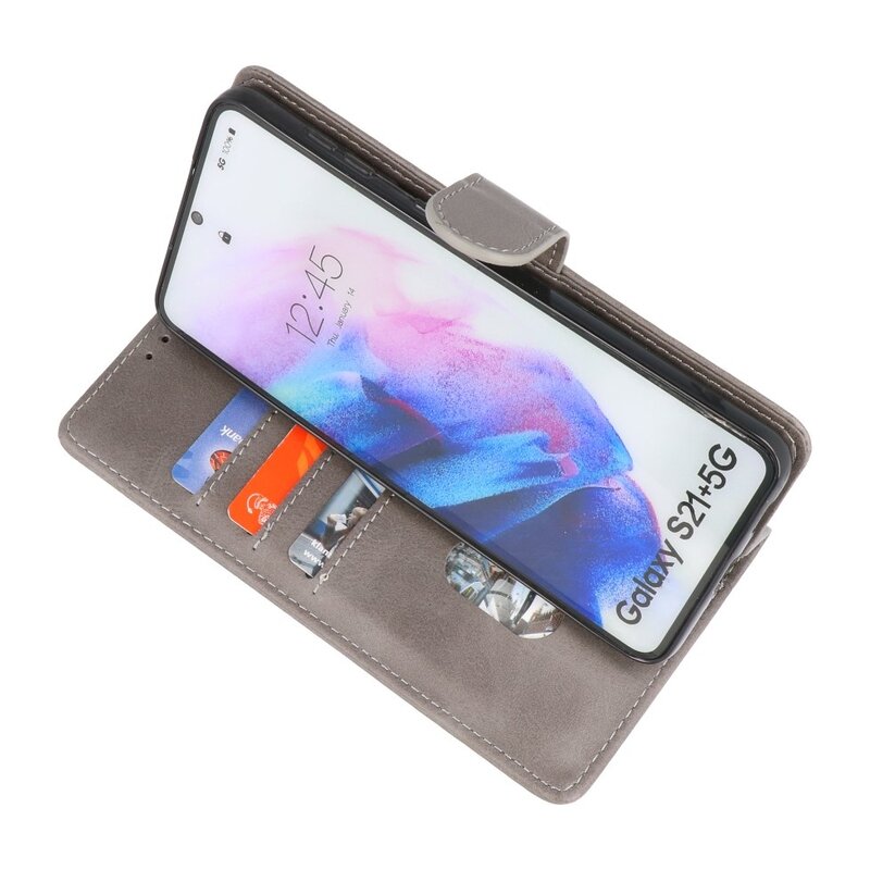 Bookstyle Wallet Cases Hoesje voor Samsung Galaxy S21 Plus Grijs