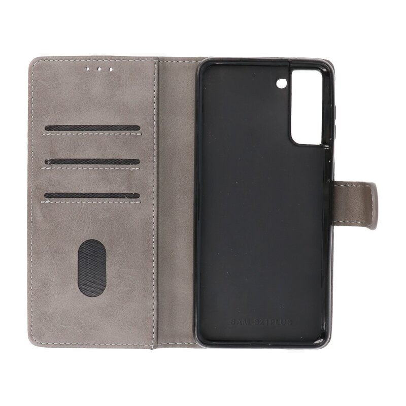 Bookstyle Wallet Cases Hoesje voor Samsung Galaxy S21 Plus Grijs