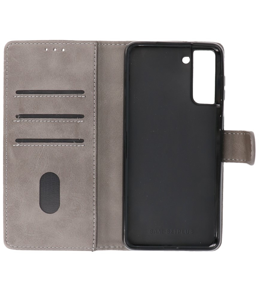 Bookstyle Wallet Cases Hoesje voor Samsung S21 Plus Grijs