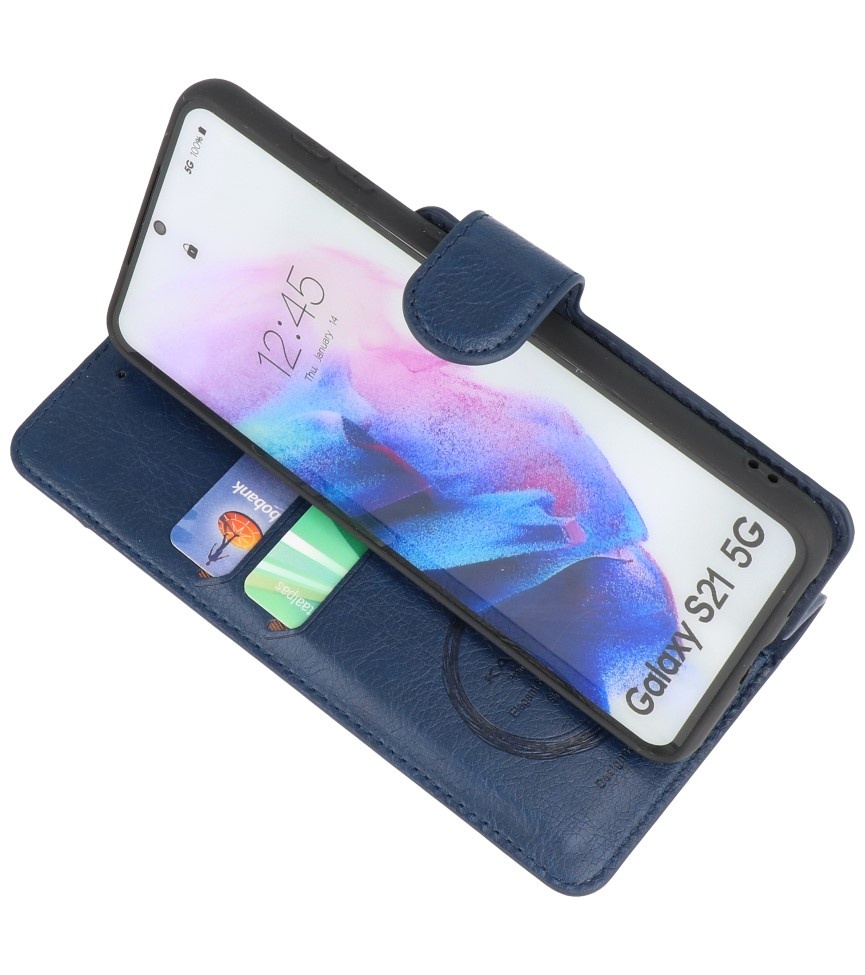 Étui portefeuille de luxe pour Samsung Galaxy S21 Navy