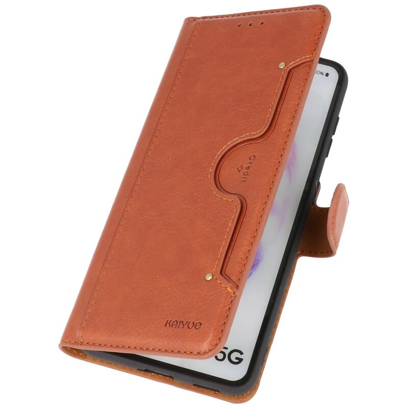 Custodia a portafoglio di lusso per Samsung Galaxy S21 marrone