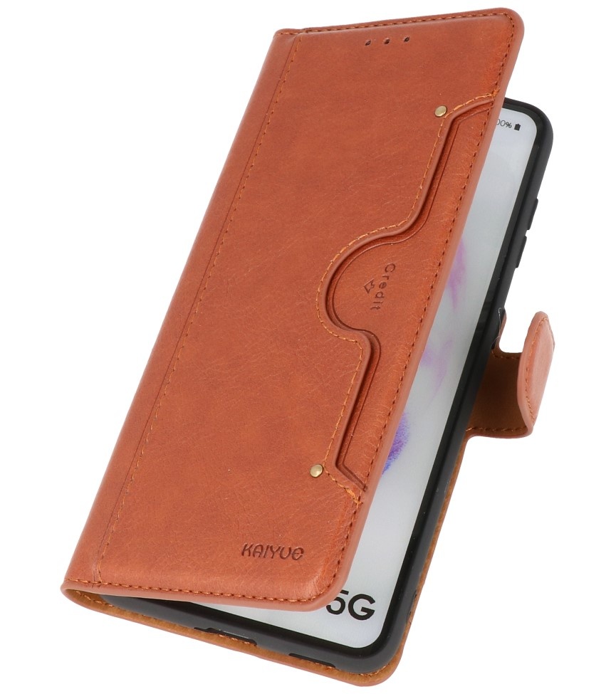 Luxe Portemonnee Hoesje voor Samsung Galaxy S21 Bruin