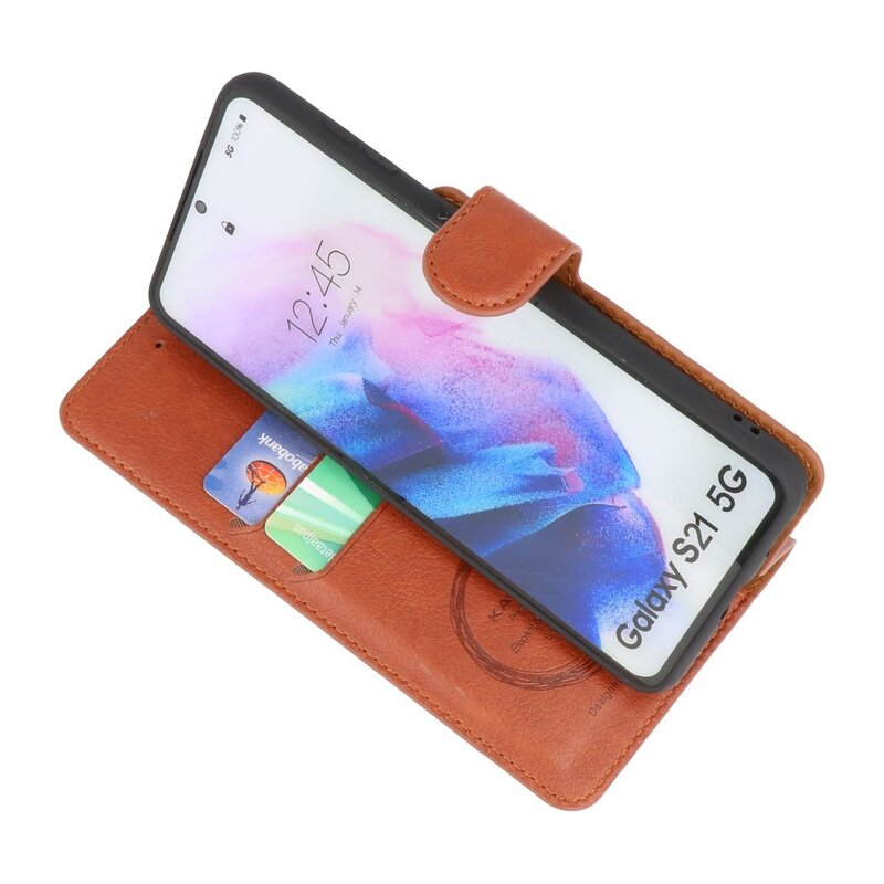 Etui Portefeuille de Luxe pour Samsung Galaxy S21 Marron