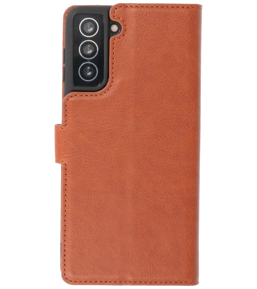 Luxe Portemonnee Hoesje voor Samsung Galaxy S21 Bruin