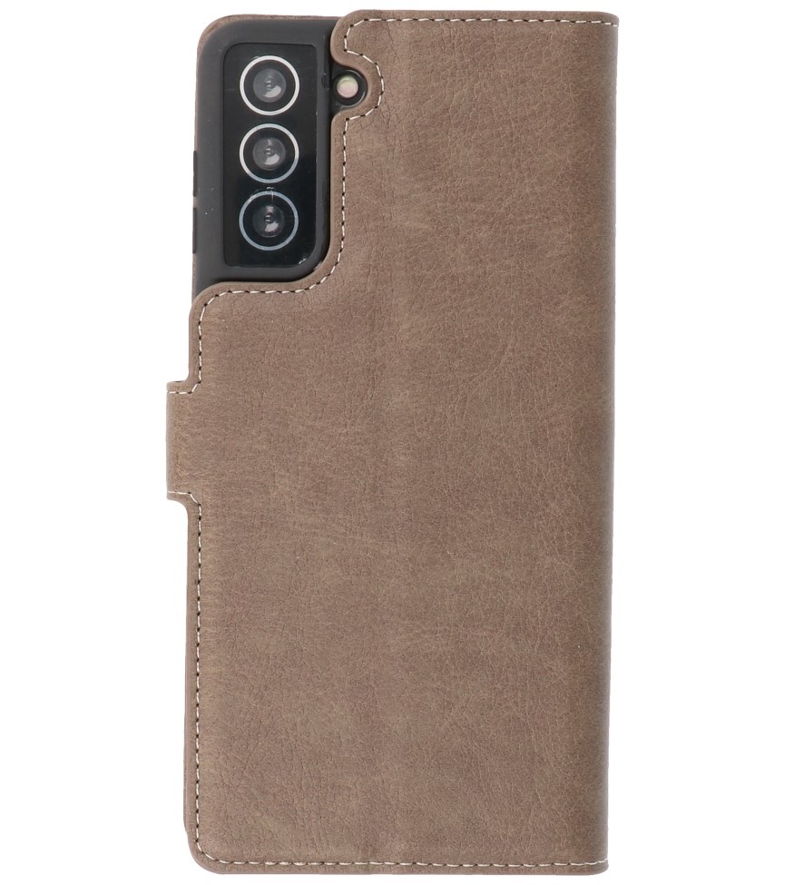 Luxe Portemonnee Hoesje voor Samsung Galaxy S21 Grijs