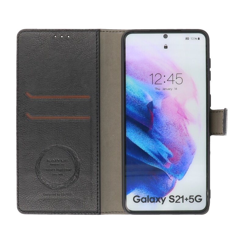 Custodia a portafoglio di lusso per Samsung Galaxy S21 Plus nera