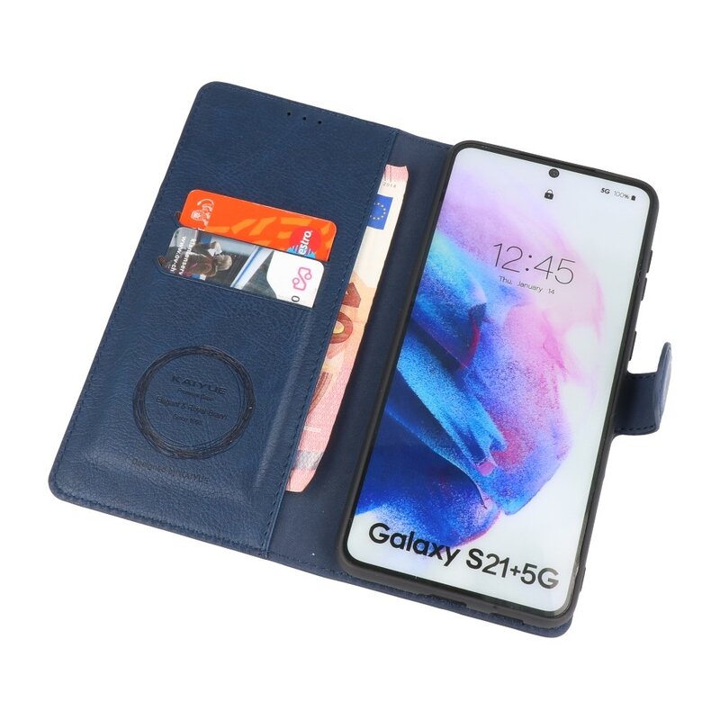 Luxe Portemonnee Hoesje voor Samsung Galaxy S21 Plus Navy