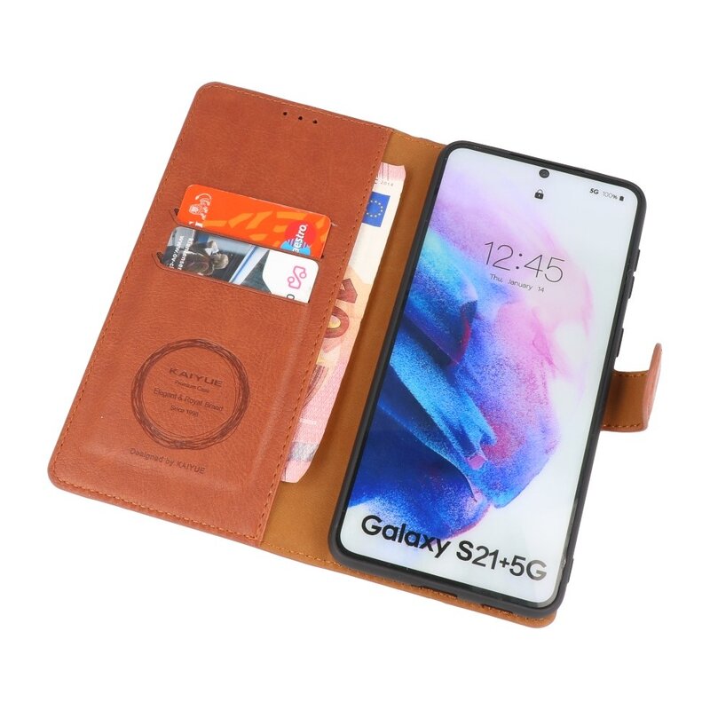 Funda Cartera de Lujo para Samsung Galaxy S21 Plus Marrón