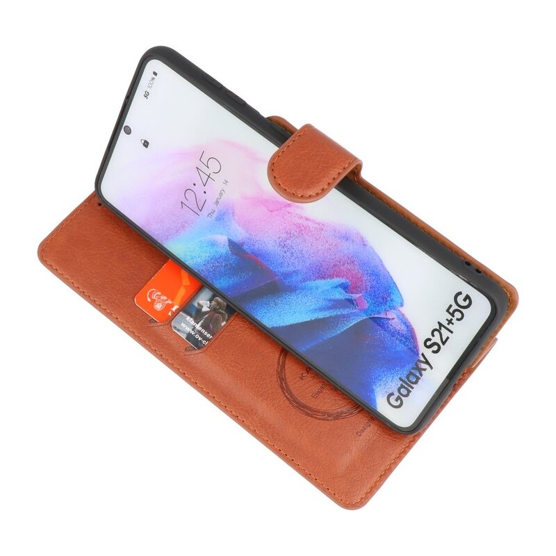 Luxury Wallet Case for Samsung Galaxy S21 Plus Brown