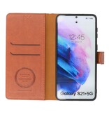 Luxury Wallet Case for Samsung Galaxy S21 Plus Brown