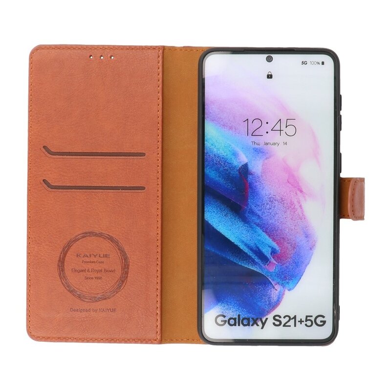 Luxe Portemonnee Hoesje voor Samsung Galaxy S21 Plus Bruin