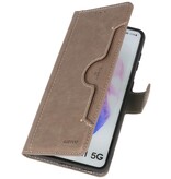 Custodia a portafoglio di lusso per Samsung Galaxy S21 Plus grigia