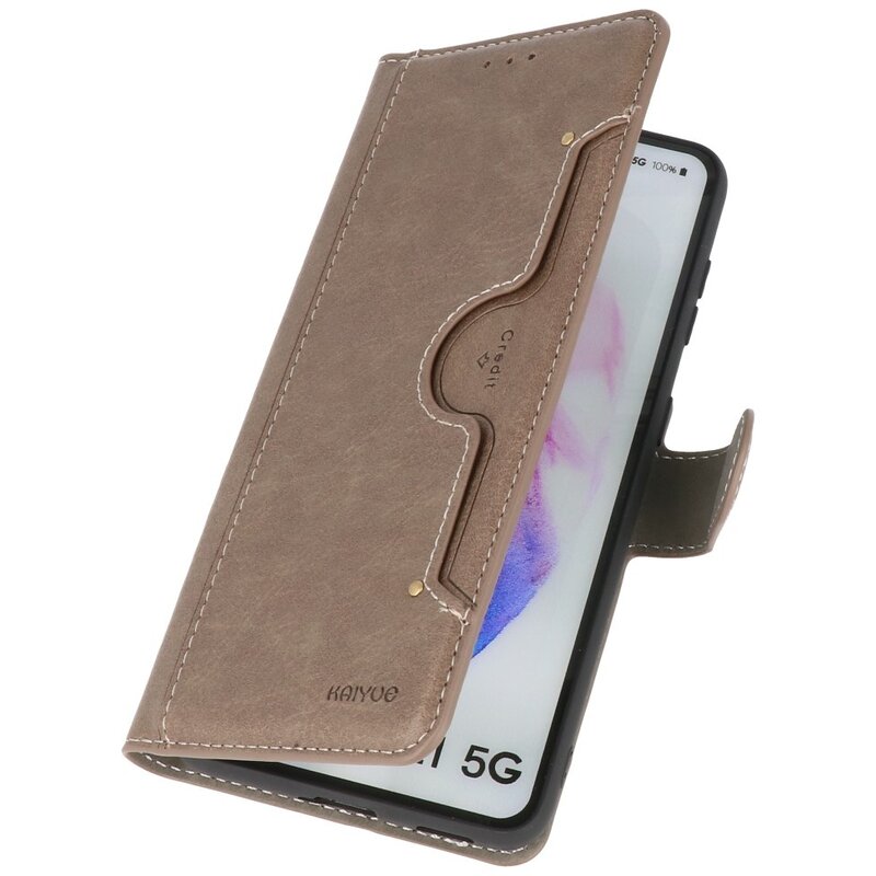 Luxe Portemonnee Hoesje voor Samsung Galaxy S21 Plus Grijs