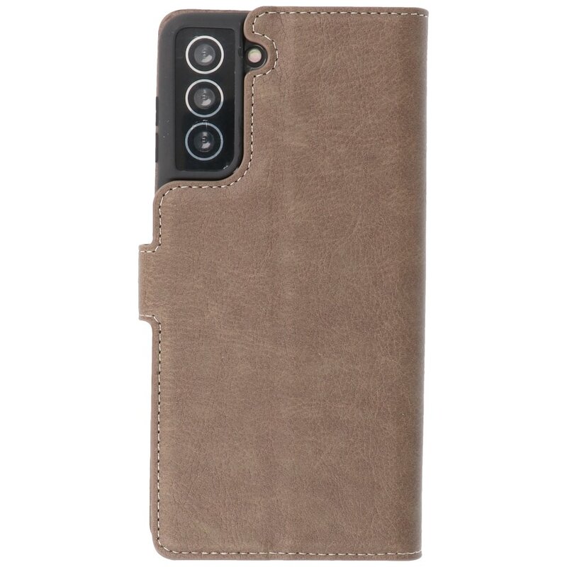 Custodia a portafoglio di lusso per Samsung Galaxy S21 Plus grigia
