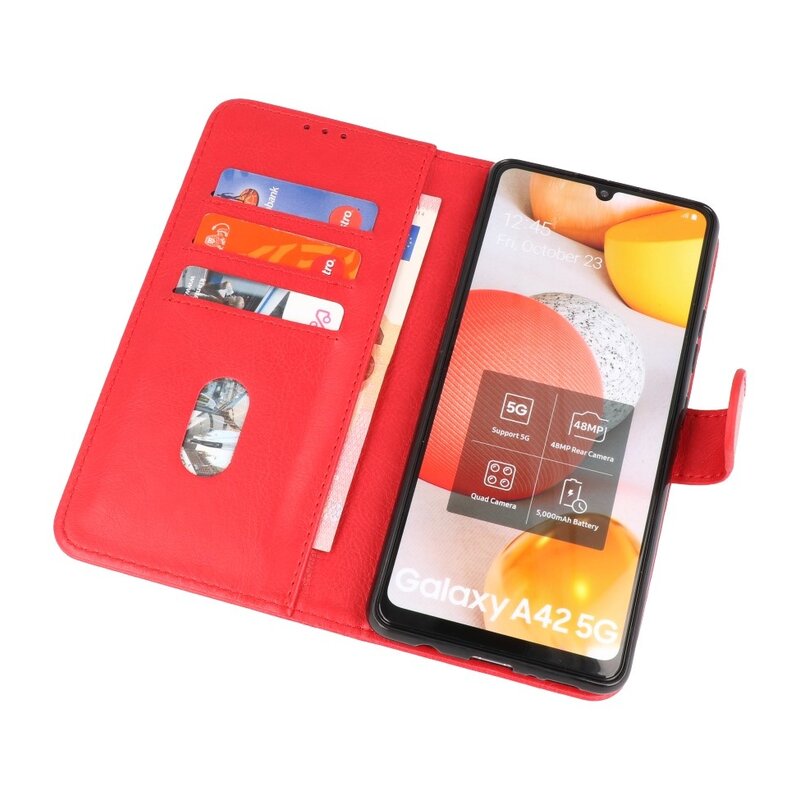 Bookstyle Wallet Cases Hoesje voor Samsung Galaxy A42 5G Rood