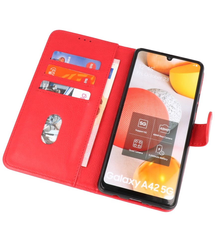 Bookstyle Wallet Cases Hoesje voor Samsung A42 5G Rood